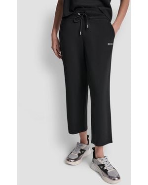 DKNY Metallic Bubble Logo Crop Pants - Black