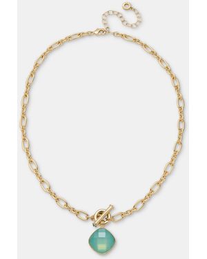 Anne Klein Gold-tone Pacific Stone Pendant Necklace - Metallic