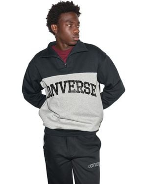 Converse Chuck Color-block Quarter-zip Sweatshirt - Gray