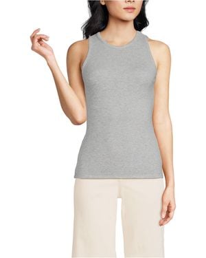 Lands' End Drapey Rib Fitted Tank Top - Gray