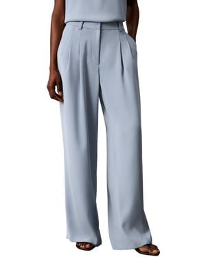 Calvin Klein High-rise Double-pleat Wide-leg Pants - Blue