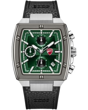 Ducati Corse Quartz Cardio Chronograph Leather-backed Silicone Strap Watch 53.5mm - Gray