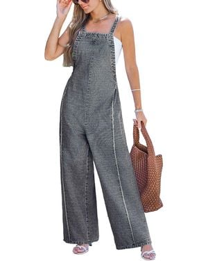 CUPSHE Retro Denim Overalls - Gray