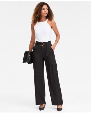 INC International Concepts Belted High-rise Cargo Pants - White