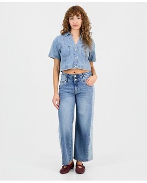 And Now This Petite High-rise Wide-leg Two-tone Jeans - Blue
