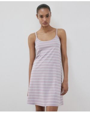 Mango Striped Cotton Nightdress - Purple