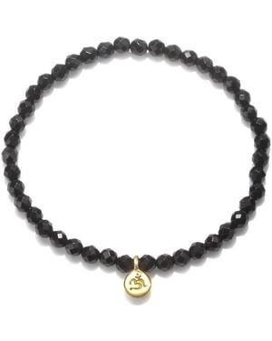 Satya Jewelry Om Black Onyx Gemstone Bracelet - White