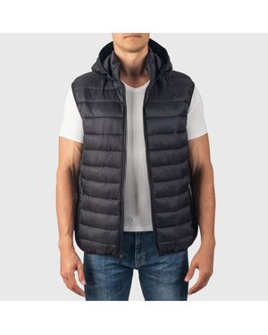 Alpine Swiss Gage Hooded Puffer Vest Down Alternative Packable Vest Jacket - Blue