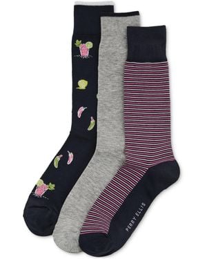 Perry Ellis 3pk. Mixed Patterned Socks - Blue