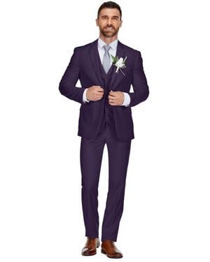 Braveman 3-piece Premium Vested 3-piece Slim Fit Suit - Blue