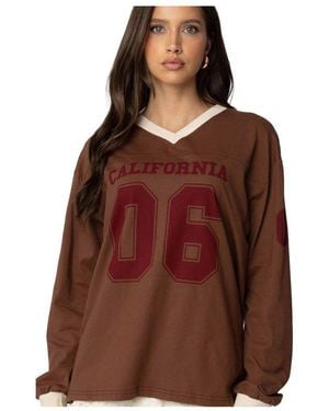 Edikted 06 Oversized Long Sleeve T Shirt - Brown