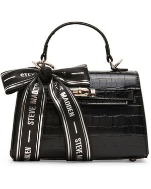Steve Madden Signifi Faux Leather Crossbody Bow Satchel - Black