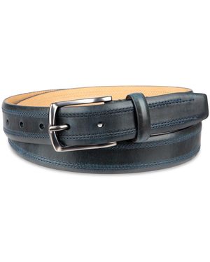 Cole Haan Double Stitched Leather Dress Belt - Blue