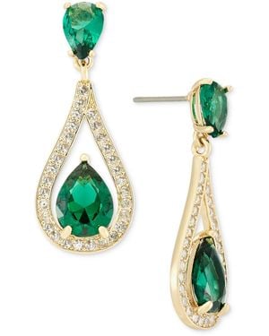 Anne Klein Gold-tone Cubic Zirconia Openwork Pear Stone Drop Earrings - Green