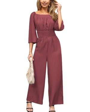 CUPSHE Square Neck Straight Leg Jumpsuit - Red