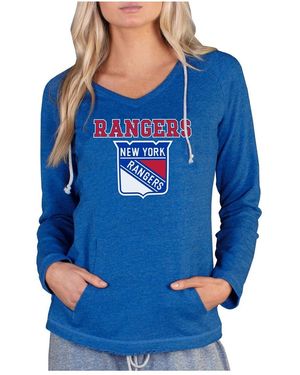 Concepts Sport New York Rangers Mainstream Terry Tri-blend Long Sleeve Hooded Top - Blue
