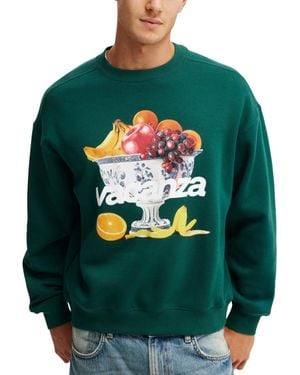 Cotton On Box Fit Graphic Crew Sweater - Green