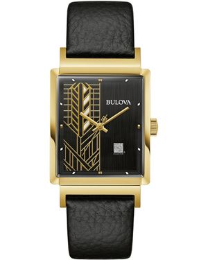 Bulova Frank Lloyd Wright Dana-thomas House Leather Strap Watch 30x47mm - Black