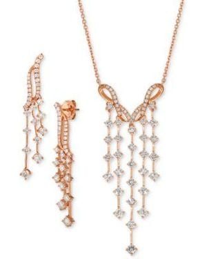 Le Vian Nude Diamond Dangling Earrings Necklace - Metallic