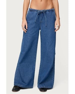 Edikted Vicky Tie Waist Low Rise baggy Jeans - Blue