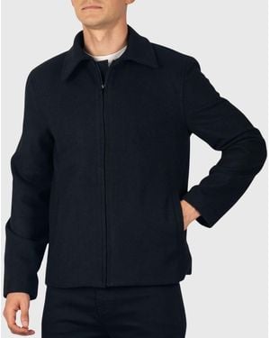 Alpine Swiss Grant 28" Open Bottom Jacket Wool Blend Jd Bomber Zippered Jacket - Black