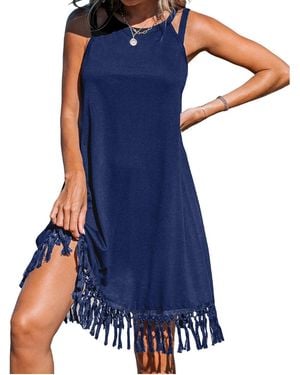 CUPSHE Boho Breeze Tassel Cover Up Dress - Blue