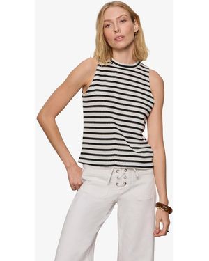 Sanctuary Petite Sleeveless Striped Campari High-neck Tank Top - White