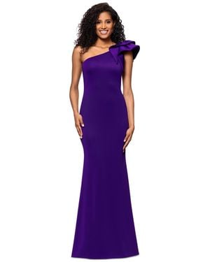 Betsy & Adam One-shoulder Scuba Crepe Gown - Green