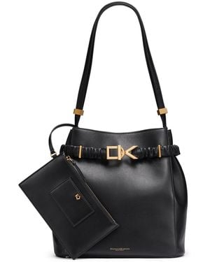 Donna Karan Gingham Medium Bucket Bag - Black