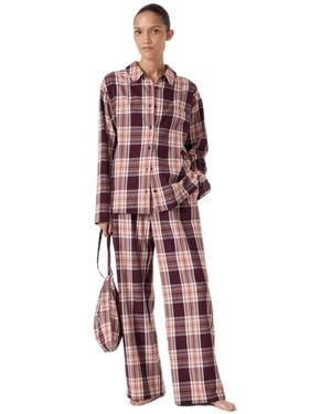 Hush Cotton Check Print Pajamas - Red