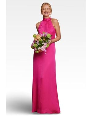 Maids To Measure Tilly Satin High Neck Bridesmaid Dress - Pink