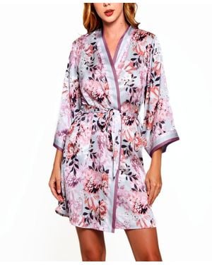 iCollection Floral Robe Lingerie - Purple