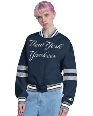 Starter Navy New York Yankees Interception Full-snap Varsity Jacket - Blue