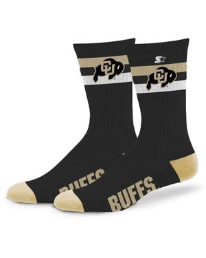 Starter And Colorado Buffaloes Team Color Two-stripe Crew Socks - Black