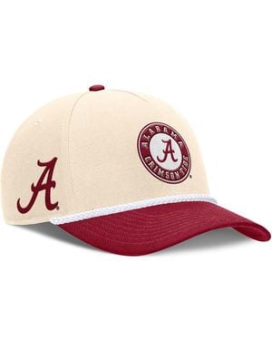 Nike And Natural Alabama Crimson Tide 2026 Primetime Natural 5-panel Rope 2-tone Rise Hat - Red