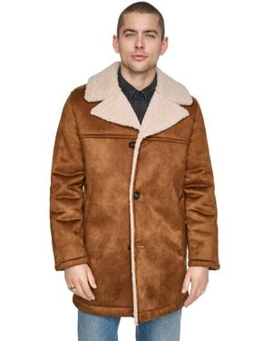 Levi's Full Length Faux Shearling Jacket - Brown
