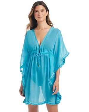 Bleu Rod Beattie V-neck Caftan Swim Cover-up - Blue