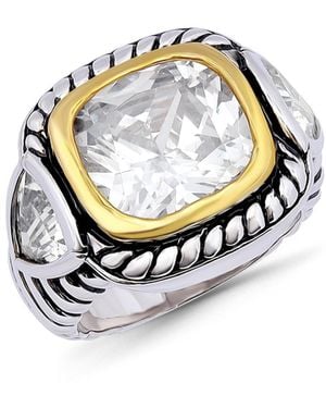 Macy's Square Trillion Cubic Zirconia And Oxidized Accents Statement Ring - White
