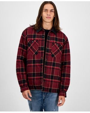 Sun & Stone Sun + Stone Gurley Long Sleeve Snap-front Plaid Shirt Jacket - Red