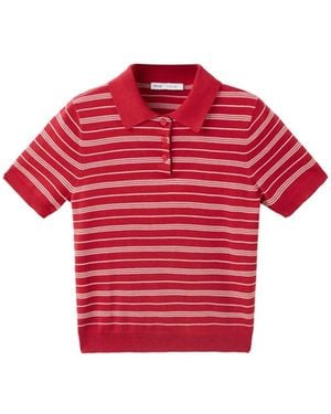 Mango Knitted Polo-neck Sweater - Red