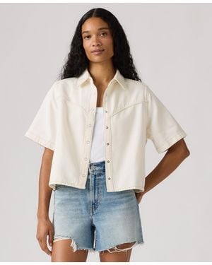 Levi's Short-sleeve Cropped-fit Denim Shirt - White
