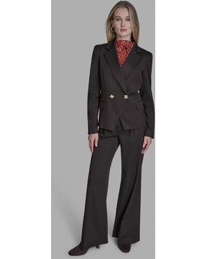 BCBGMAXAZRIA Pinstripe Peak Lapel Notch Collar Jacket - Gray