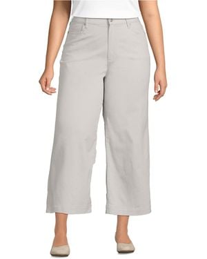Lands' End Knockabout Chino High Rise 5 Pocket Wide Leg Crop Pants - Gray