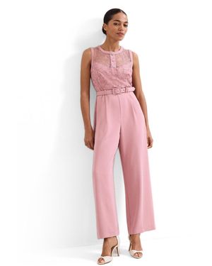 Phase Eight Ivanna Lace Bodice Belted Jumpsuit - Pink