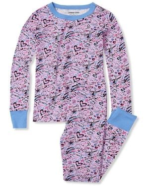Lands' End Kids Long Sleeve Top And Bottom Snug Fit Pajama Set - Blue