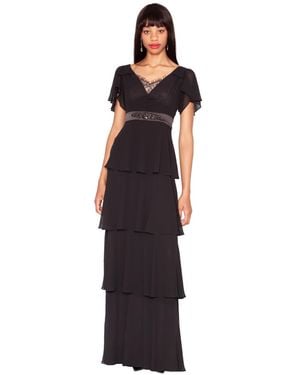 White Tie By Shani V-neck Ruffle Ball Gown - Blue
