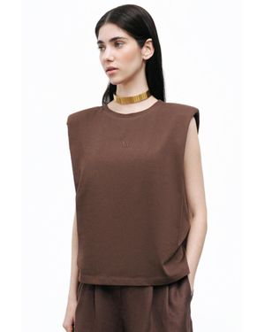 Nocturne Padded Basic T-shirt - Brown