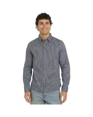 DKNY Campbell Stretch Cotton Poplin Shirt - Blue