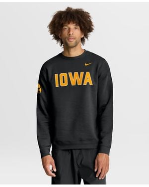 Nike Iowa Hawkeyes Sideline Club Midweight Fleece Regular-fit Long-sleeve Sweatshirt - Gray