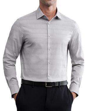 Calvin Klein Wrinkle-free Slim-fit Cotton-blend Dress Shirt - Gray
